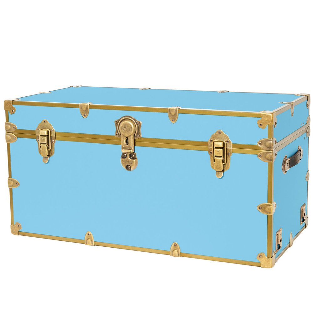 Rhino Classic XXL College Trunk, Dorm Storage Chest, Bench, Antique Brass