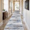 2'6''x10' Washable Runner Rugs for Hallway: Easy-to-Clean Abstract Runners for Entryway Bedroom - Stain and Water Resistant Rugs with Non-Slip Backing - Soft Low-Pile Carpet Navy Grey view 1
