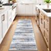 2'6''x10' Washable Runner Rugs for Hallway: Easy-to-Clean Abstract Runners for Entryway Bedroom - Stain and Water Resistant Rugs with Non-Slip Backing - Soft Low-Pile Carpet Navy Grey view 2