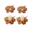 4pcs Fall Thanksgiving Candle Rings, 9.8Inch Maple Leaves Wreath Ring Holder Celebrates Harvest Day | Farmhouse Wreath for Festival Holiday Party Decoration view 1