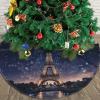 48" Christmas Tree Skirt Soft Plush Christmas Trees Mat Night Paris Eiffel Tower Tree Skirt Farmhouse Christmas Decor Xmas Trees Skirts Decoration Mat for New Year view 3