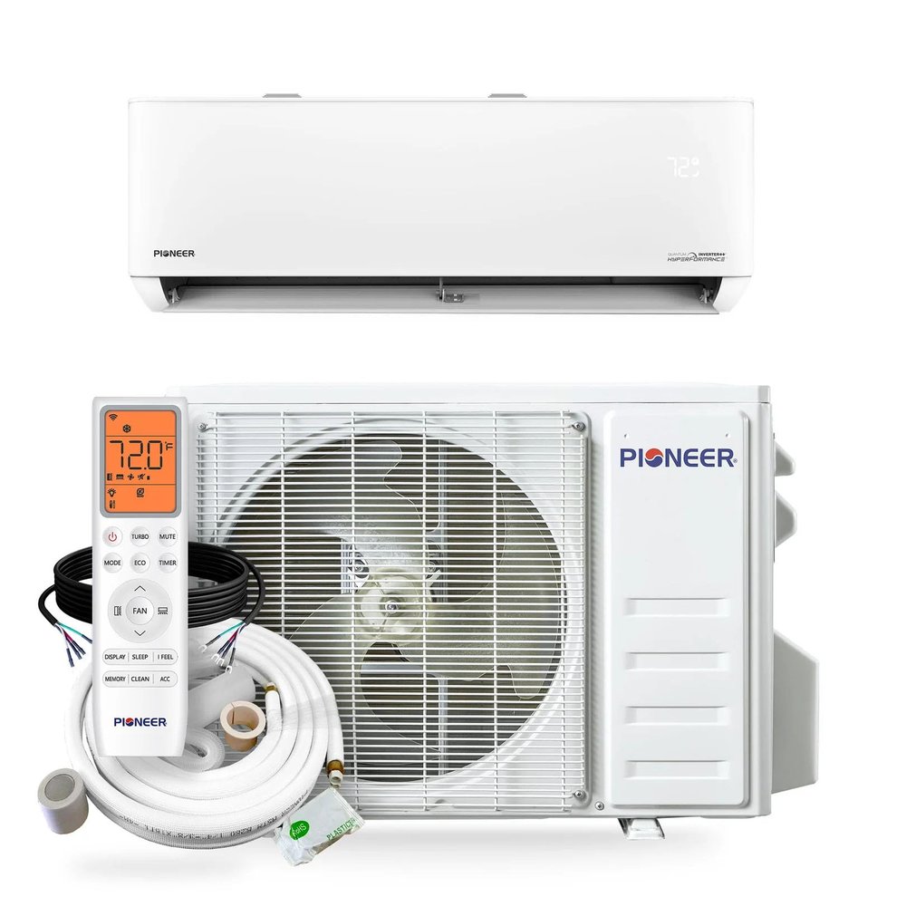 Pioneer Quantum Hyperformance 9,000 BTU 25 SEER2 230V High-Wall Ductless Energy-Star Mini-Split Air Conditioner Inverter Hyper Heat Pump Full Set