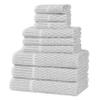 BLUENILEMILLS Juno Viscose Cotton Blend Medium Weight Towel Set, for Bathroom, Shower, Spa, Hotel, Plush, Highly Absorbent and Ultra-Soft Towels, Bath Essentials, 9 Piece Assorted Towel Set, Platinum view 2