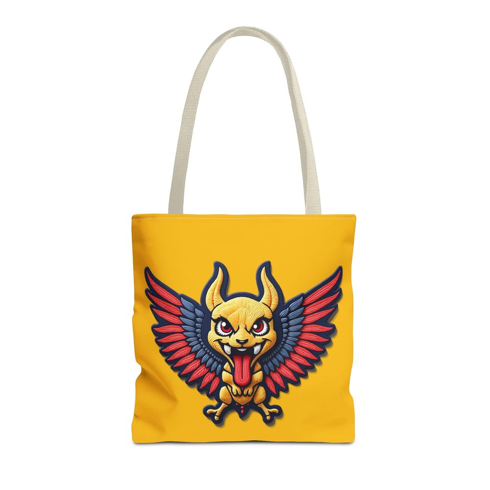 GANDAR Vibrant Demon Winged Tote Bag - Unique Art, Shopping Bag, Eco-Friendly, Gift for Gamers, Quirky Accessory