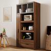 70.87 Tall Kitchen Pantry Cabinet with Pull Out Shelves 1 Drawer Aluminum Frame Glass Door Freestanding Food Hutch Microwave Stand for Dining Room Storage (Walnut + Particle Board+MDF) view 2