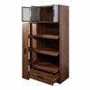 70.87 Tall Kitchen Pantry Cabinet with Pull Out Shelves 1 Drawer Aluminum Frame Glass Door Freestanding Food Hutch Microwave Stand for Dining Room Storage (Walnut + Particle Board+MDF) view 3