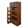 70.87 Tall Kitchen Pantry Cabinet with Pull Out Shelves 1 Drawer Aluminum Frame Glass Door Freestanding Food Hutch Microwave Stand for Dining Room Storage (Walnut + Particle Board+MDF) view 4