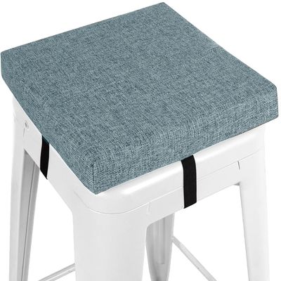 IQNJERYV Stool Cushion Square 1616 1212 1414 1515 1010 1717 1818 Inch, Barstool Seat Pad with Ties&Nonslip Bottom Memory Foam for Cafe Bistro Dining Room Kitchen(Light Blue,35x35x10cm)
