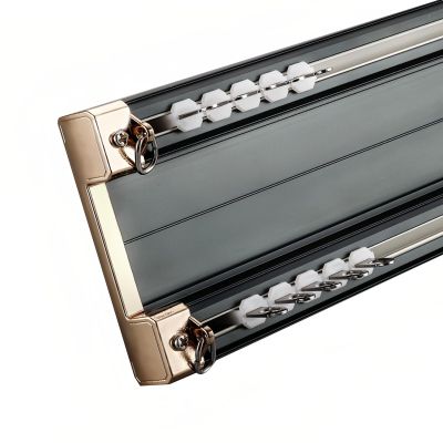27 To 236 In Ceiling Mounted Double Track, Conjoined Double Curtain Rail Track Heavy Duty Curtains Rods System Set For RV Curtain Bay Window(Midnight,2.95FT/90CM)