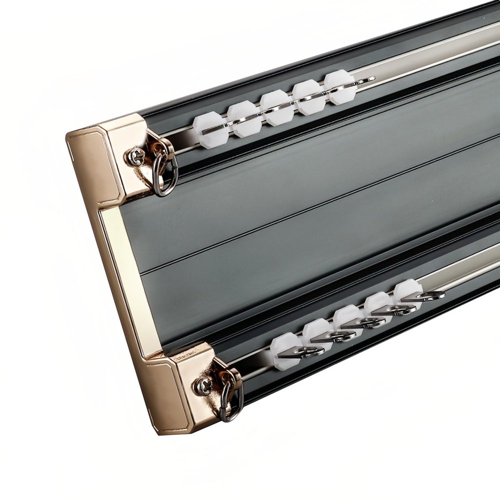 27 To 236 In Ceiling Mounted Double Track, Conjoined Double Curtain Rail Track Heavy Duty Curtains Rods System Set For RV Curtain Bay Window(Midnight,2.95FT/90CM)
