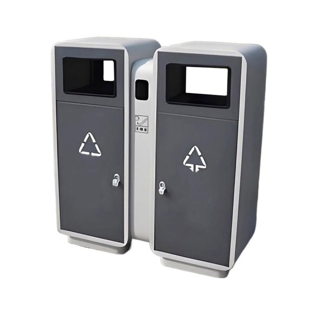 CAOJLjiaxiang-2012 Outdoor Garbage Cans Outdoor Classified Rubbish Bin Public Area Galvanised Steel Trash Can