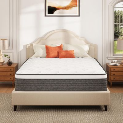 Twin Mattress, 10 Inch Twin Size Hybrid in a Box, Medium Feel Memory Foam and Individual Pocket Springs, Fiberglass Free Bed, Extra Edge Support, Pressure Relief, CertiPUR-US