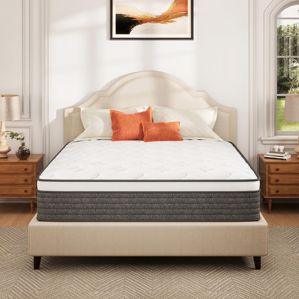 Twin Mattress, 10 Inch Twin Size Hybrid in a Box, Medium Feel Memory Foam and Individual Pocket Springs, Fiberglass Free Bed, Extra Edge Support, Pressure Relief, CertiPUR-US