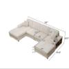 137'' U-Shaped Corduroy Sectional Sofa Combination Cloud Couch Oversized Comfy 4 Seat Sofa with Side Shelves and Double Lounge Chaise for Living Room view 2