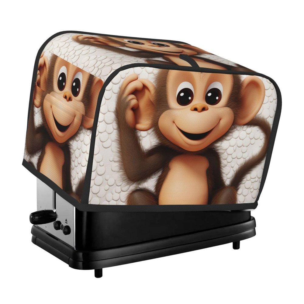 2 Slice Toaster Cover with Pocket Universal Size Toasters Dusts Covers cute monkey Bread Machine Cover & Protection Bread Machine Protector Small Kitchen Appliance Covers