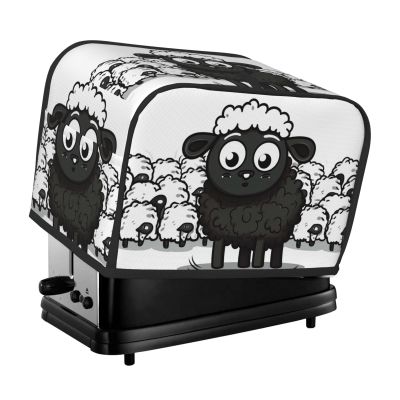 2 Slice Toaster Cover with Pocket Universal Size Toasters Dusts Covers Cartoon Black White Sheep Bread Machine Cover & Protection Bread Machine Protector Small Kitchen Appliance Covers