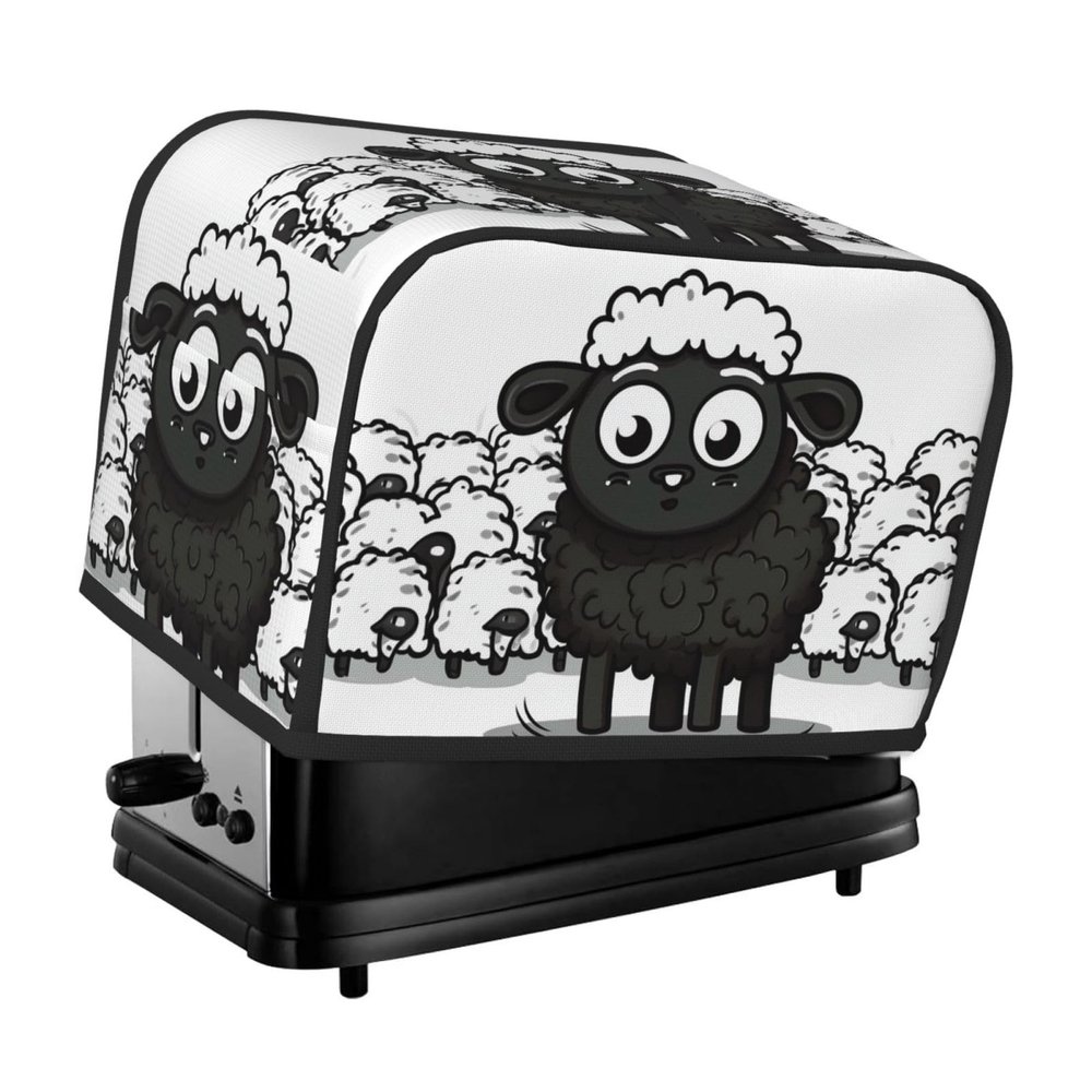 2 Slice Toaster Cover with Pocket Universal Size Toasters Dusts Covers Cartoon Black White Sheep Bread Machine Cover & Protection Bread Machine Protector Small Kitchen Appliance Covers