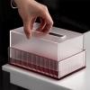 Light Luxury Desktop Acrylic Tissue Box Semi-Corrugated Napkin Facial Dispenser for Home Restaurant Hotel Napkin Holder(Red,Large) view 4