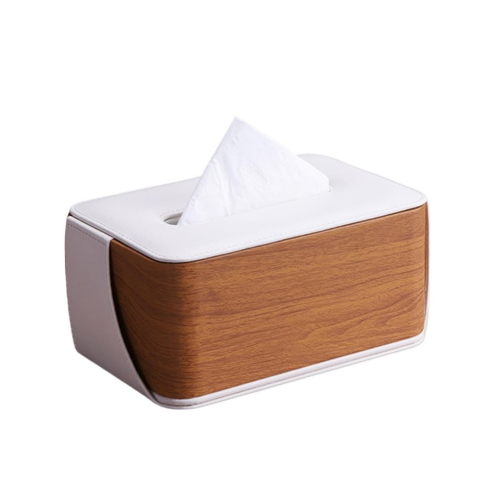 Creative Rectangular Leather Tissue Box Bottom Opening and Closing Desktop Napkin Facial Dispenser Napkin Holder