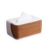 Creative Rectangular Leather Tissue Box Bottom Opening and Closing Desktop Napkin Facial Dispenser Napkin Holder view 1
