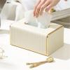 Light Luxury Tissue Holders Leather Napkin Facial Dispenser Home Decor for Bathroom Kitchen Bedroom Office Napkin Holder(Dark Gray) view 3