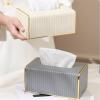 Light Luxury Tissue Holders Leather Napkin Facial Dispenser Home Decor for Bathroom Kitchen Bedroom Office Napkin Holder(Dark Gray) view 4