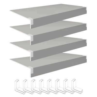 4-Count Shelf Cover System 40 x 20 x 2 in Wood-Look PVC Liners with Tool-Free Fit, Grey