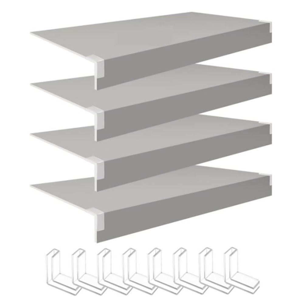 4-Count Shelf Cover System 40 x 20 x 2 in Wood-Look PVC Liners with Tool-Free Fit, Grey