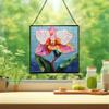 Orchid Flower Stained Glass Panels, Square Shaped Window Hangings, Tiffany Glass Traditional Art Crafts for Home Decor Gifts 130OR3 view 2