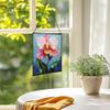 Orchid Flower Stained Glass Panels, Square Shaped Window Hangings, Tiffany Glass Traditional Art Crafts for Home Decor Gifts 130OR3 view 3