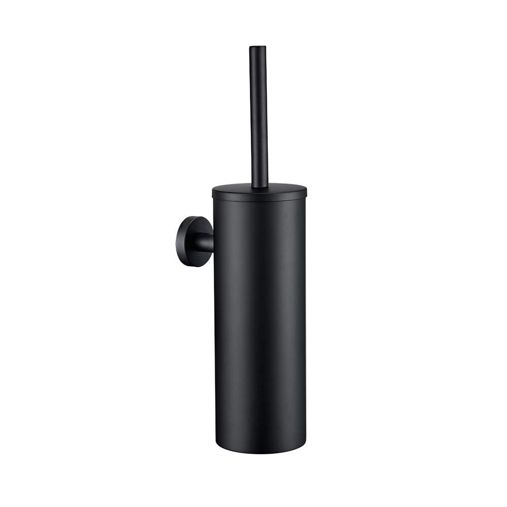 Bathroom Black Toilet Brush Holder Set with 304 Stainless Steel Wall Mounted Brushes for Cleaning Storage