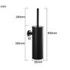 Bathroom Black Toilet Brush Holder Set with 304 Stainless Steel Wall Mounted Brushes for Cleaning Storage view 2