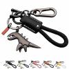 Keychain, Aluminum Alloy Dinosaur Charm Paired with a Hand-Woven Bracelet, Dinosaur Keychain Charm Paired (Black-B) view 1