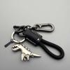 Keychain, Aluminum Alloy Dinosaur Charm Paired with a Hand-Woven Bracelet, Dinosaur Keychain Charm Paired (Black-B) view 4