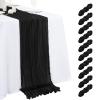 10 Pack Black Cheesecloth Table Runner 17x108 Inch Semi Sheer Boho Gauze Cheese Cloth Table Runners, for Wedding Bridal Shower Birthday Party Home Decor Garden Farmhouse view 1
