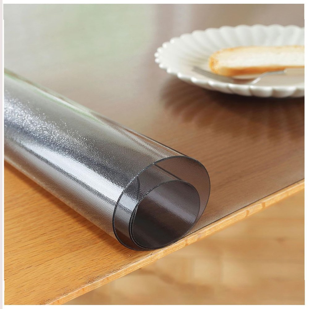 114x48 Inch Single-Sided Clear Table Protectors Mat,PVC Desk Cover Protector Mat,Plastic Table Cover,Black 2mm Waterproof Clear Tablecloth Protector for Writing Desk Coffee Tables Dining Room Tables