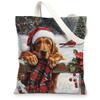 Christmas Irish Setter Dog Canvas Tote Bag for Shopping 13x15, Xmas Farmhouse Cardinal Puppy Reusable Grocery Print Bag for Women Men, Holiday Pet Aesthetic Painting Gift Decor view 1