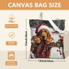 Christmas Irish Setter Dog Canvas Tote Bag for Shopping 13x15, Xmas Farmhouse Cardinal Puppy Reusable Grocery Print Bag for Women Men, Holiday Pet Aesthetic Painting Gift Decor view 3