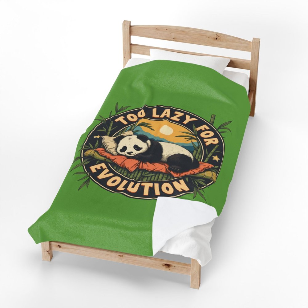 GANDAR Too Lazy for Evolution Panda Velveteen Plush Blanket Funny Animal Humor Cozy Throw Gift