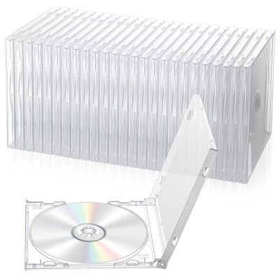 25 PCS CD Jewel Cases 10.4 mm Clear Empty CD Cases Acrylic Blank CDs Jewel Storage Case with Assembled Tray for Home, Office, School CDs DVDs Protection and Replacemen