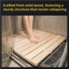Solid Wood Shower Mat, Square Bath Mat with Anti-Slip Foot, for Doorway Sauna Spa Yard Patio Pool Outdoor Use(Natural,23.6x27.6in) view 3