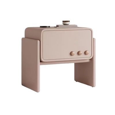 Modern Nightstand with 1 Drawer Small Wood Bedside Table End Table for Room Living Room Space Saver(Pink)
