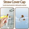 6PCS Silicone Straw Covers Cap Compatible with Stanley Cup 30-40 oz Tumbler with Handle 10mm Straw Toppers Reusable Cover for Stanley Cup AccessoriesBrown view 2