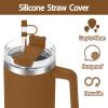 6PCS Silicone Straw Covers Cap Compatible with Stanley Cup 30-40 oz Tumbler with Handle 10mm Straw Toppers Reusable Cover for Stanley Cup AccessoriesBrown view 4