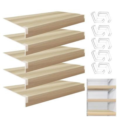 5 Pcs Wire Shelf Cover, 36 x 14 x 2 in PVC Material Shelf Covers for Pantry Shelves(Not Wood), Removable Closet Shelving Liner for Home Kitchen, Office Organization - Yellow Maple Color