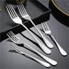 5PCS stainless steel fork for home Western style pasta steak thickened heavy-duty long handled(Fork 2) view 4