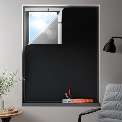 100% Blackout Curtains, Portable No Drill Window Shades, DIY Blackout Window Cover with Hook and Loop, for Bedroom, Baby Nursery, Travel, DormRoom, Apartment (44" x 78")
