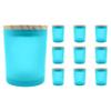 15OZ Thick Glass Candle Jar Container Vessels for Making,WINCUR Empty Round Candle Holder Tins Can w/ Lids Wax Container - Spice, Powder Containers Bulk 10 Pack (Frosted Light Blue 15oz 8*9cm/3.15*3.5 view 1