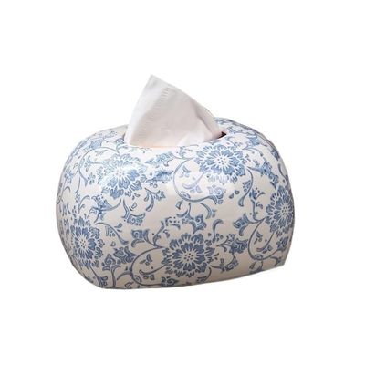 Ceramic Paper Towel Box for Dining Table Coffee Living Room Desktop Napkin Napkin Holder(Blue)