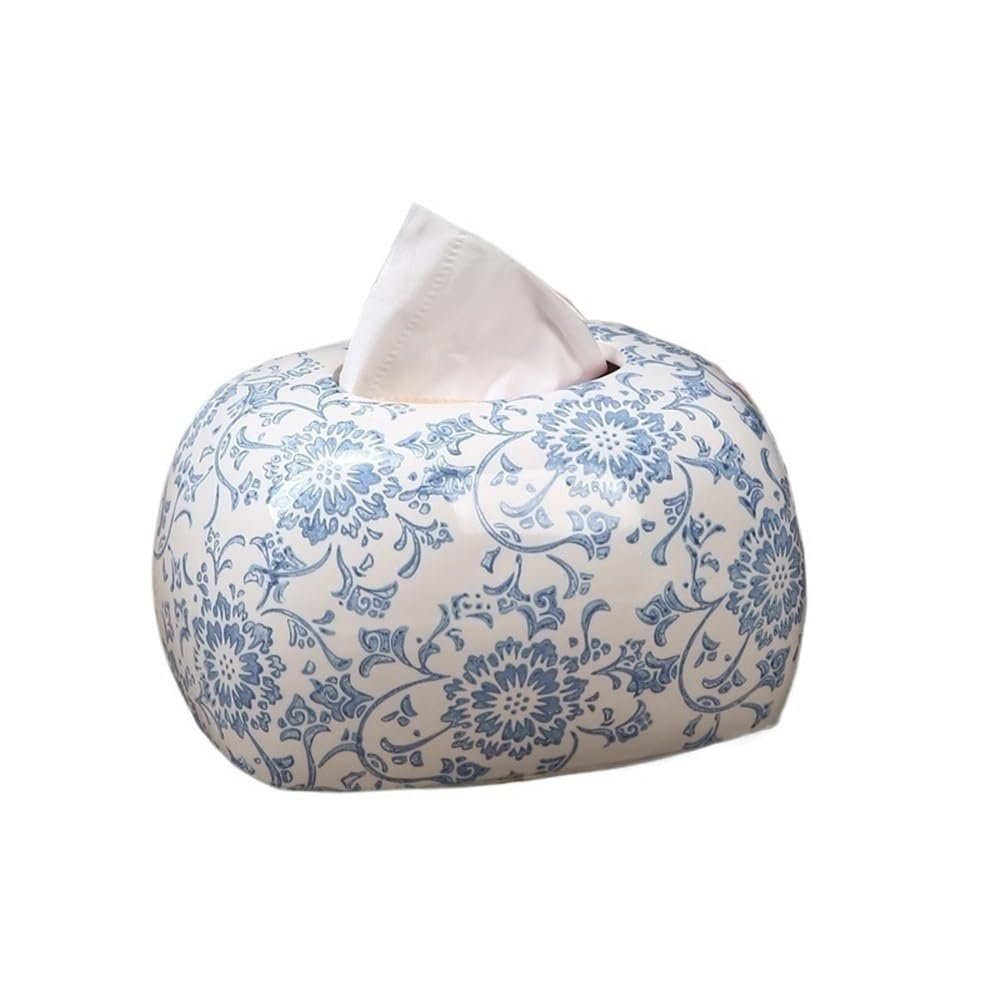 Ceramic Paper Towel Box for Dining Table Coffee Living Room Desktop Napkin Napkin Holder(Blue)